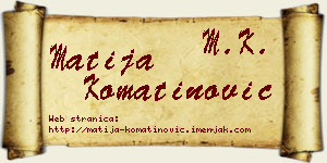Matija Komatinović vizit kartica